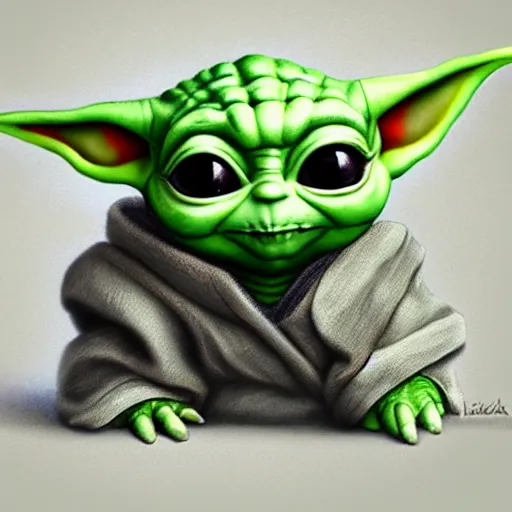 Prompt: Baby Yoda by Jeszika Le Vye, trending on artstation, hyperdetalied,