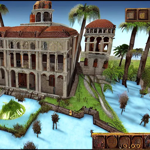 Image similar to a spanish colonial mansion, neverwinter nights screenshot