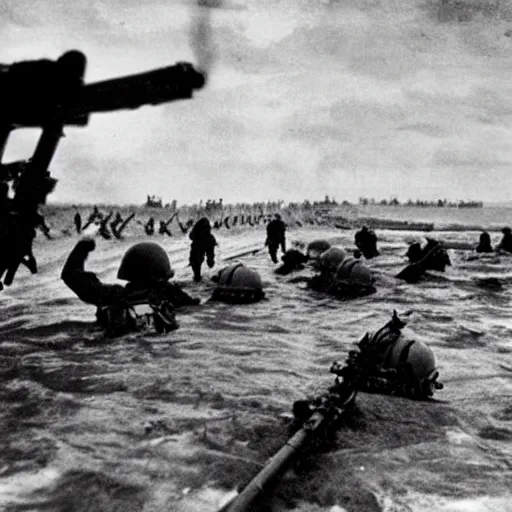 Image similar to first person view of the battle of d - day at normandy beach