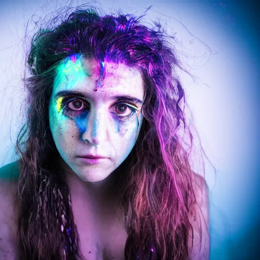 Image similar to Kevin Mitnick as a mermaid, grungy, unkept hair, glowing eyes, modelsociety, radiant skin, huge anime eyes, RTX on, perfect face, directed gaze, intricate, Sony a7R IV, symmetric balance, polarizing filter, Photolab, Lightroom, 4K, Dolby Vision, Photography Award