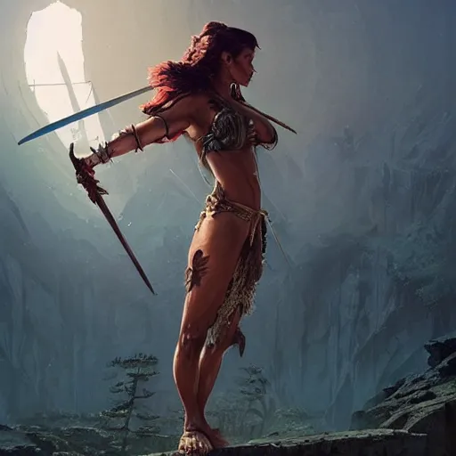 Prompt: salma hayek as a barbarian warrior, in gta v, stephen bliss, unreal engine, fantasy art by greg rutkowski, loish, rhads, ferdinand knab, makoto shinkai and lois van baarle, ilya kuvshinov, rossdraws, tom bagshaw, global illumination, radiant light, detailed and intricate environment