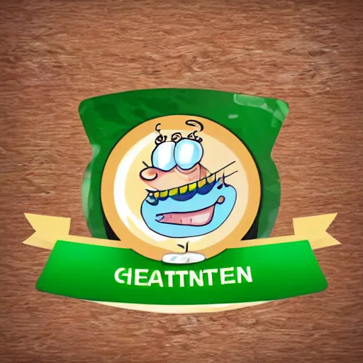 Image similar to a cartoon cheese with a green participation badge, stock art, 4K