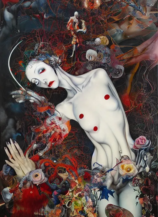 Prompt: death is not mercurial it's patient unlike life, a brutalist designed, gothic, rich deep colours, painted by francis bacon, julie heffernan, glenn brown, adrian ghenie, james jean and petra cortright, part by gerhard richter, part by takato yamamoto. a surrealist painting, 8 k masterpiece.