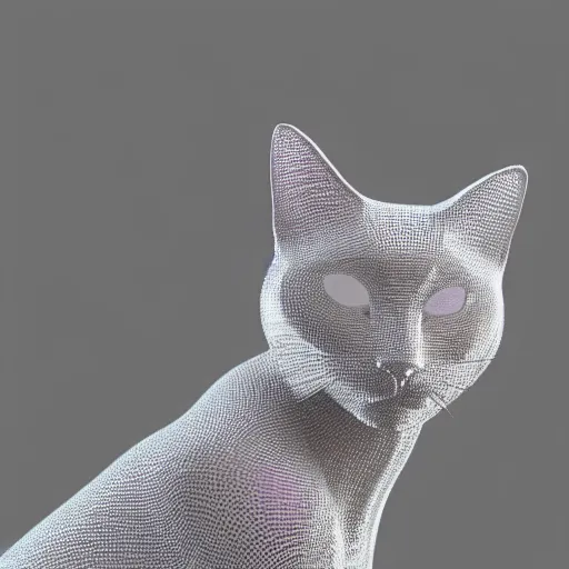 Prompt: Statue of a Cat made out of clear reflecting crystals, still photography, ray tracing, reflection, 3D Model, Unreal Engine 5, 4k Image