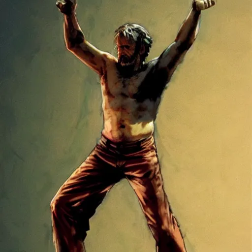 Image similar to slavoj zizek in a jojo pose, oil on canvas by yoji shinkawa and greg rutkowski