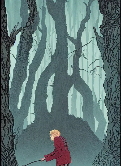 Image similar to twin peaks movie poster art by charles vess