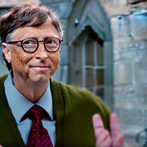 Prompt: Bill Gates as Harry Potter, 4k, movie photo capture, 4k, trending,