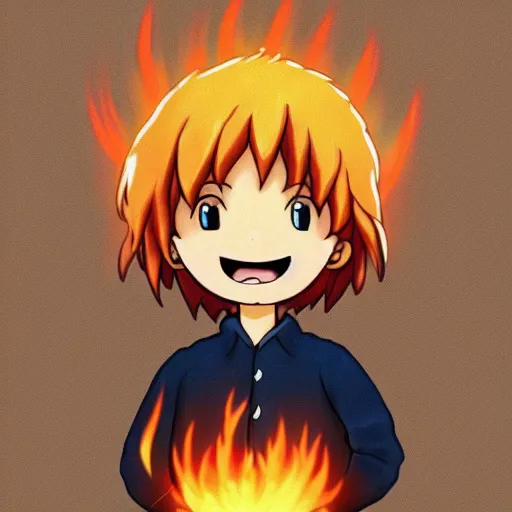 Image similar to “cute chibi Calcifer, from Howl’s Moving Castle, hyper detailed, trending on ArtStation, 8k”