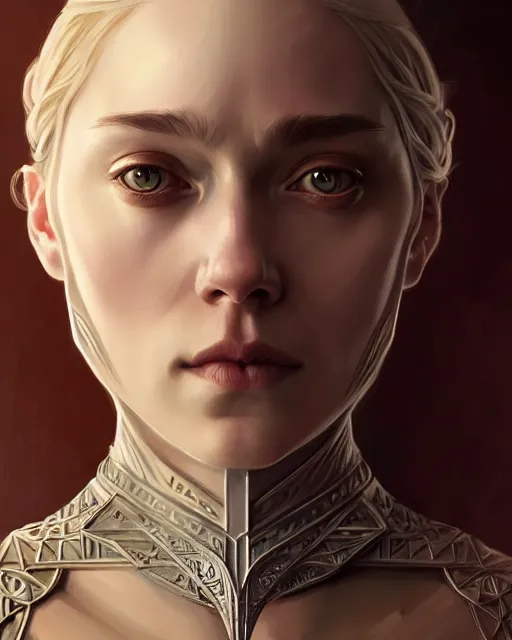 Image similar to symmetry!! portrait of anya stark, game of thrones, dnd, intricate, elegant, highly detailed, digital painting, artstation, concept art, smooth, sharp focus, illustration, art by artgerm and greg rutkowski and alphonse mucha