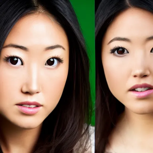 Image similar to beautiful portrait karen fukuhara face straight on headshot even lighting