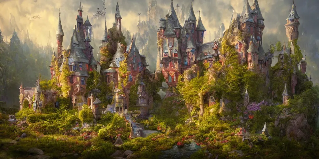 Image similar to a fairy castle, extremely detailed oil painting, unreal 5 render, fantasy digital art, octane render, beautiful composition, trending on artstation, award-winning photograph, masterpiece