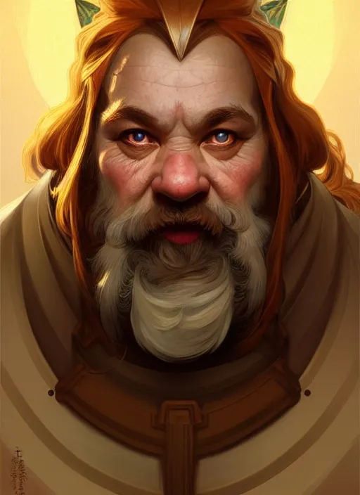 Prompt: portrait of an dwarf - elf using the golden ratio, highly detailed, digital painting, artstation, sharp focus, illustration, art by tan zi and ayanamikodon and alphonse mucha and wlop