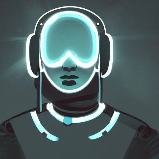 Image similar to cyberpunk bot wearing vr headset, sci - fi, portrait, illustration