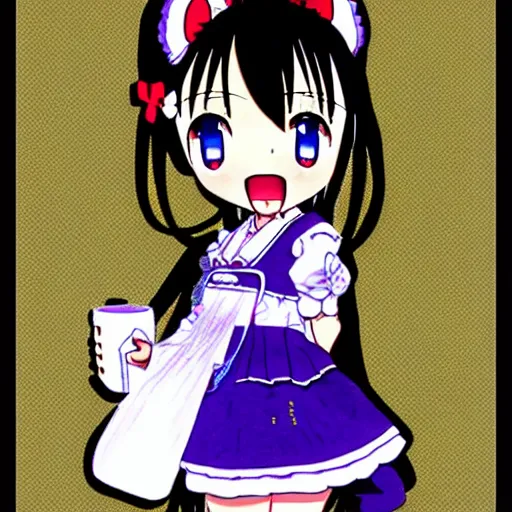 Image similar to cute anime maid girl, 16bit, PC-98, PC-9800, shaded