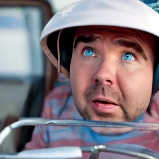 Image similar to film still from a movie featuring Karl Pilkington