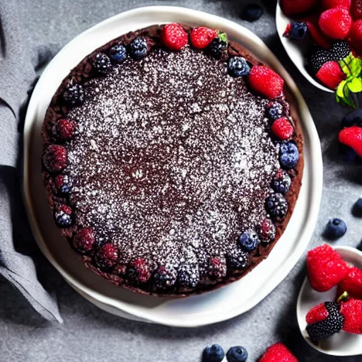 Prompt: chocolate cake with berries