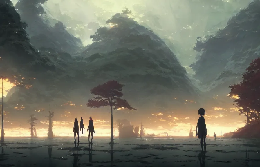 Image similar to makoto shinkai concept art of the bone waste dimension, key visual, ambient lighting, highly detailed, digital painting, artstation, concept art, sharp focus, by makoto shinkai and akihiko yoshida and hidari and wlop and greg rutkowski