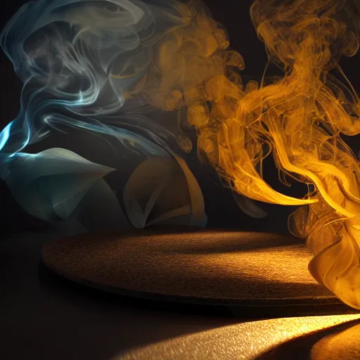 Image similar to manshaped swirling smoke dancing underwater, octane render, caustics lighting from sunlight above, cinematic