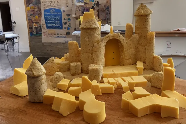 Prompt: Castle made of cheese