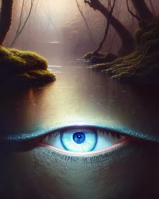 Prompt: a hyper - detailed 3 d render like an oil painting of the mind's eye and the stream of thought, surrealism!!!!! concept art, lifelike, photorealistic, digital painting, smooth, sharp focus, artstation hd, by greg rutkowski, bruce pennington, valentina remenar, asher duran,