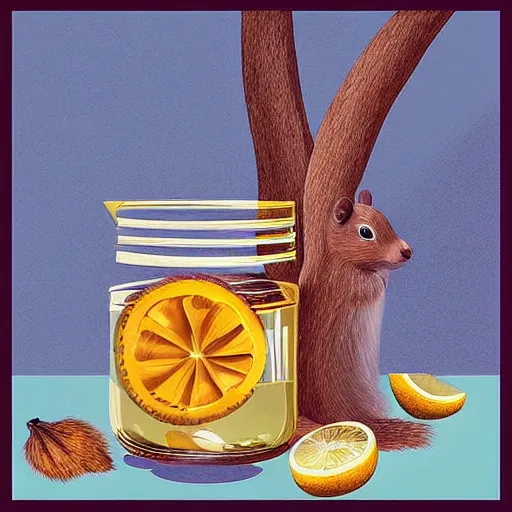 Image similar to “🐿🖲🍸🍋, digital art”