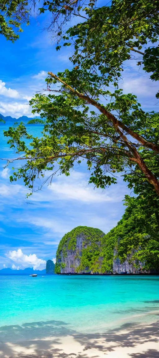 Prompt: koh krabi koh phiphi costa rica, crystal clear blue water white sandy beach, 8 k wallpaper, stunning photography, beautiful lighting, dslr