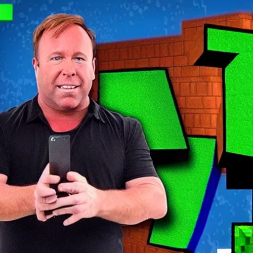 Image similar to alex jones as a minecraft skin, screenshot