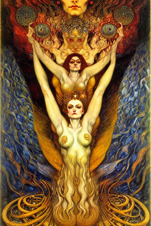 Image similar to Divine Chaos Engine by Karol Bak, Jean Delville, William Blake, Gustav Klimt, and Vincent Van Gogh, symbolist, visionary