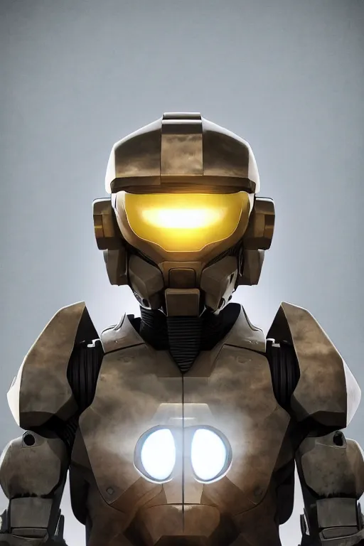 Image similar to robot ninja mask helmet halo master chief radiating a glowing aura global illumination ray tracing hdr fanart arstation by ian pesty and katarzyna da „ bek - chmiel