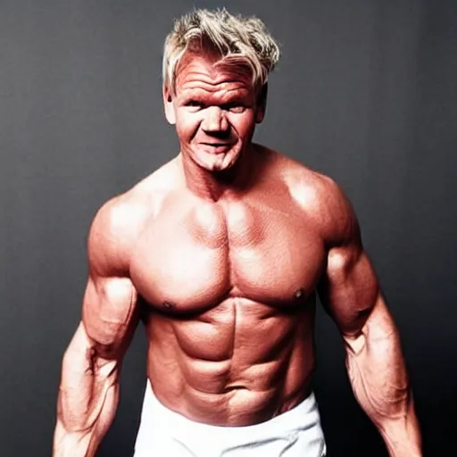 Image similar to gordon ramsay as a muscular bodybuilder