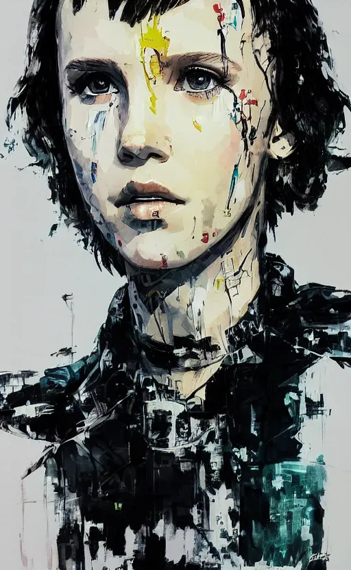 Image similar to Portrait of Millie Bobby Brown by Yoji Shinkawa