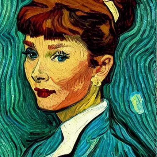 Prompt: audrey hepburn art by van gogh.