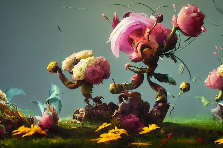 Prompt: a cartoony flowers, various items, in the style of Rayman origins, michael ancel, Ruan Jia and Mandy Jurgens and Greg Rutkowski, trending on Artstation, award winning, unreal engine, octane render H 1024