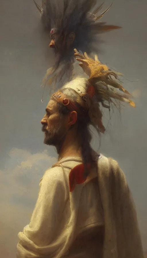 Prompt: portrait of a digital shaman, by ivan aivazovski,