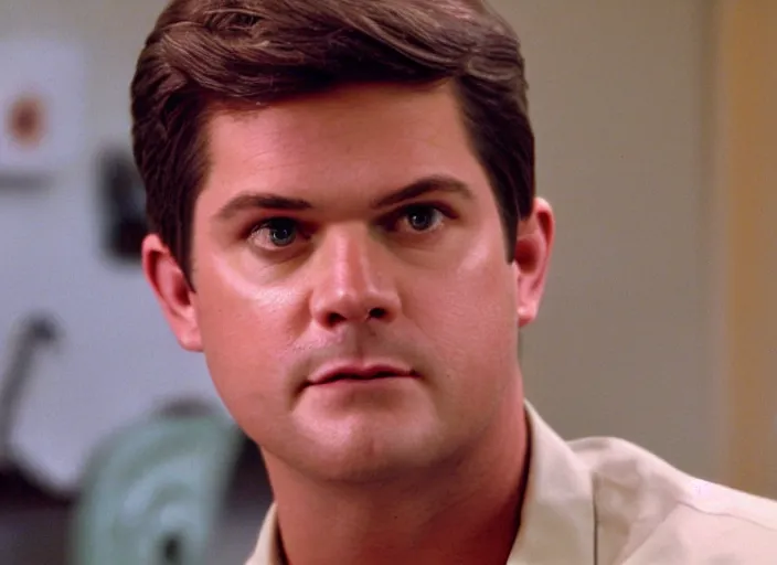 Prompt: film still of Matt Gaetz as Lester Burnham in American Beauty 1999