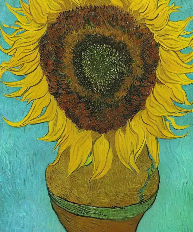 Image similar to sunflower, water painting, vincent van gogh, heavenly, sun rays, intricate, colorful, highly detailed, soft tones
