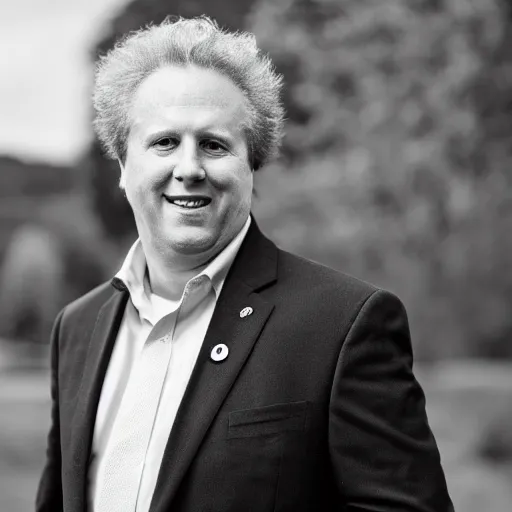 Image similar to A hyper-realistic black and white photograph taken with a 50mm 1.4 lens of Jean Charest with sheep hair