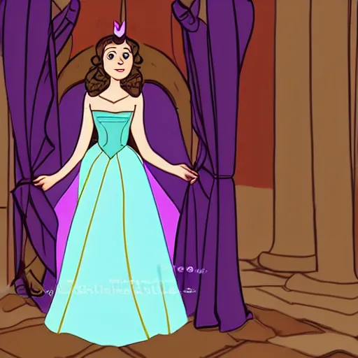 Prompt: rachel bloom as an animated princess looking for her prince with a medieval world with lots of disease and cruelty, digital art