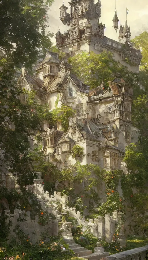 Prompt: castle being seiged by huge army, design on white background, beautiful details, lush foliage, drawn by karl kopinski, john singer sargent, tom bagshaw, norman rockwell, alphonso mucha, lolish, trending on artstation