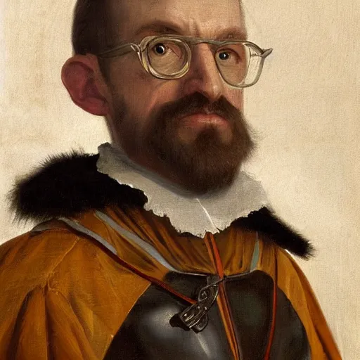 Prompt: dutch golden age painting portrait of gordon freeman wearing a hev suit, very detailed, very intricate, 8 k,