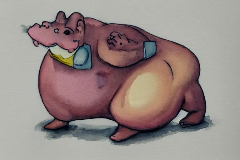 Image similar to obese discord moderator, watercolor, highly detailed
