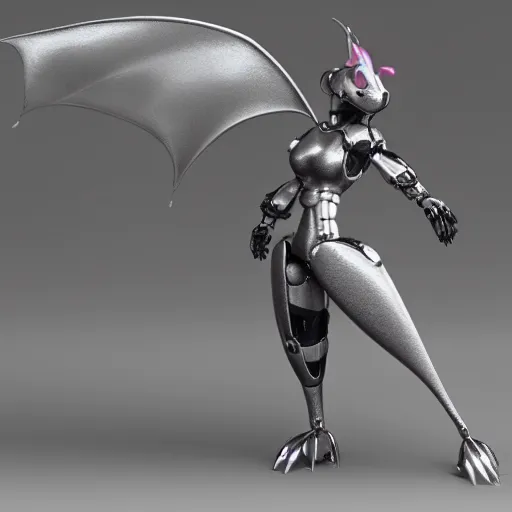 Prompt: cute anthropomorphic female robot dragon doing an elegant pose; high quality art, artstation, unreal engine HD render, deviantart, furaffinity