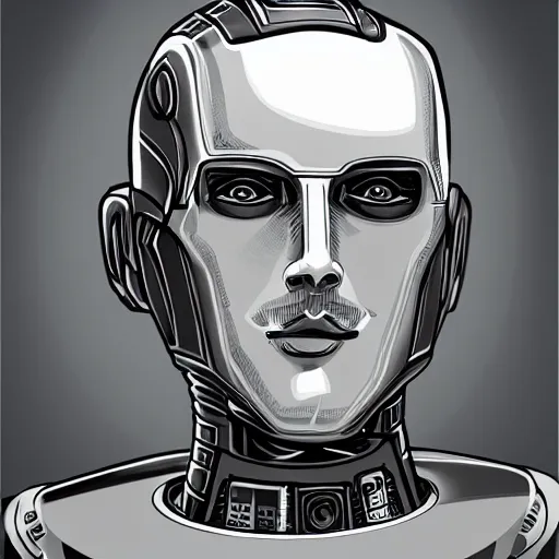 Prompt: robot portrait inspired by john liberto