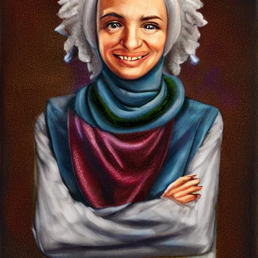 Prompt: hijab einstein portrait