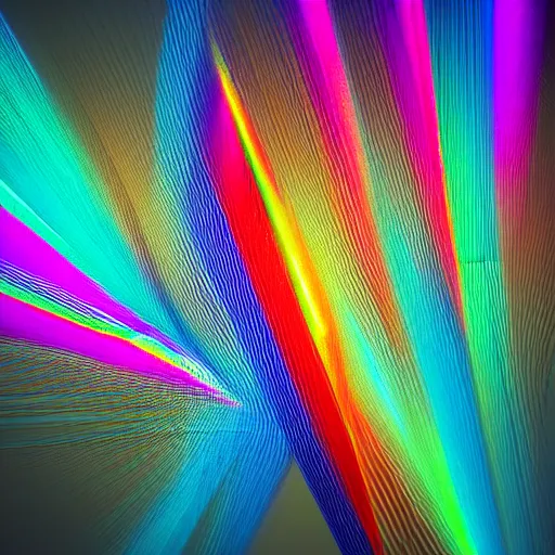 Image similar to volume fog ray graffiti light painting abstract prism colorful fanart on artstation