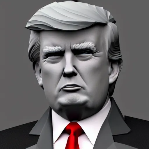 Image similar to trump, low - poly 3 d model, rendered in blender