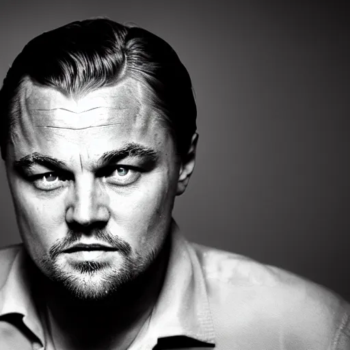 Image similar to award winning portrait of leonardo dicaprio, photo by a tamboly, dramatic lighting