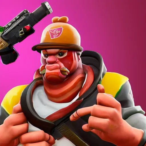Image similar to a slice of bacon as a fortnite character