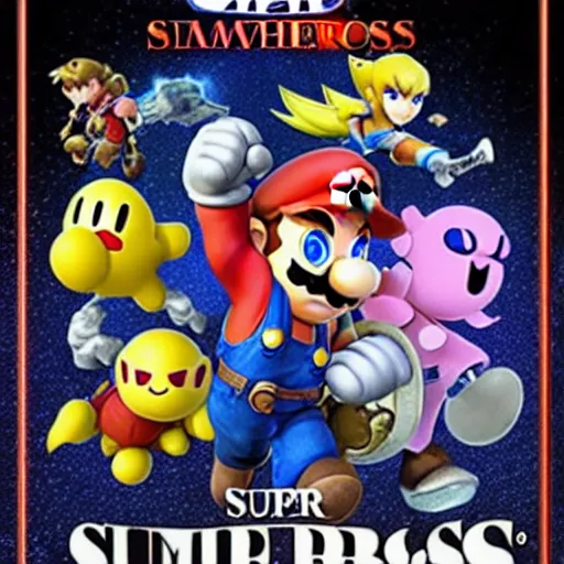 Image similar to super smash bros movie poster. 3d rendered. unreal engine.
