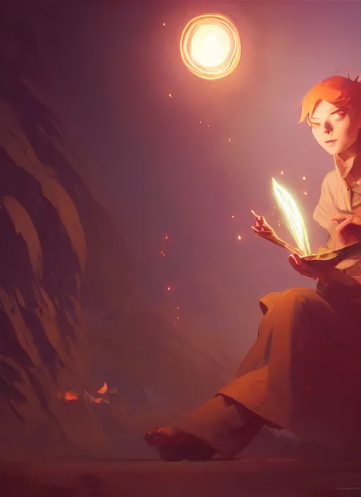 Image similar to highly detailed vfx portrait of a mage casting a light spell, unreal engine, greg rutkowski, loish, rhads, beeple, makoto shinkai and lois van baarle, ilya kuvshinov, rossdraws, tom bagshaw, alphonse mucha, global illumination, detailed and intricate environment